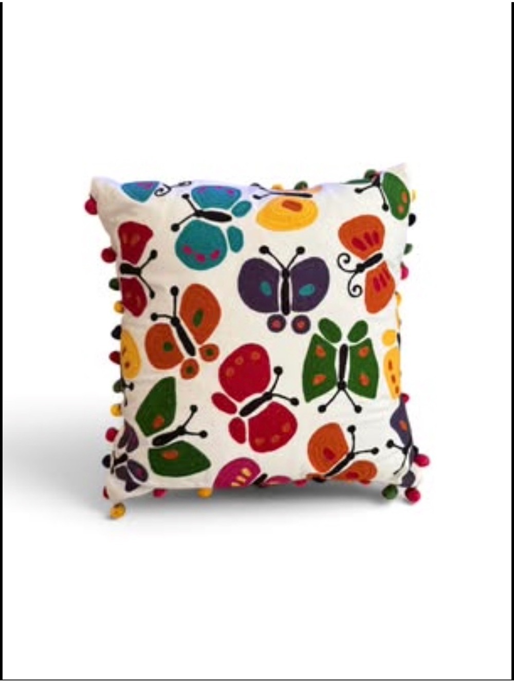 Embroidered Butterfly Throw Pillow